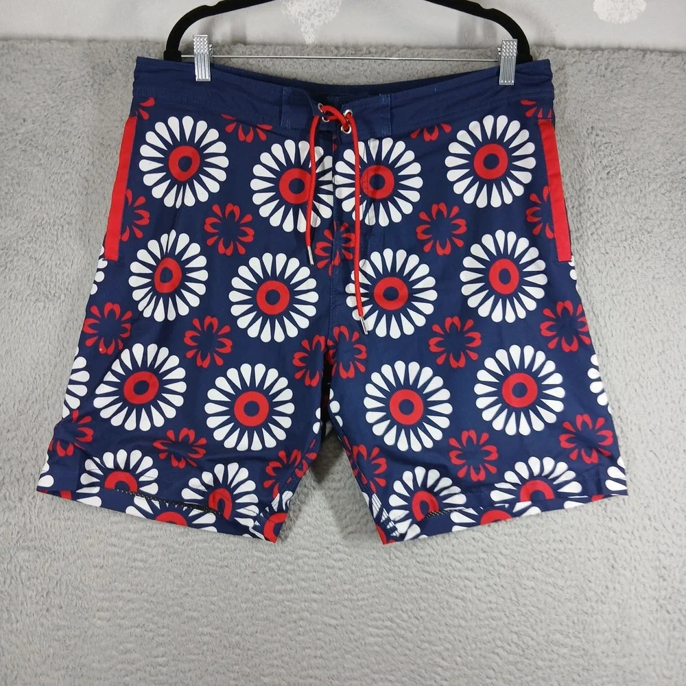 Sec. 119 Board‎ Shorts Grateful Dead Donuts Swim Trunks Size 36 Navy Blue Red